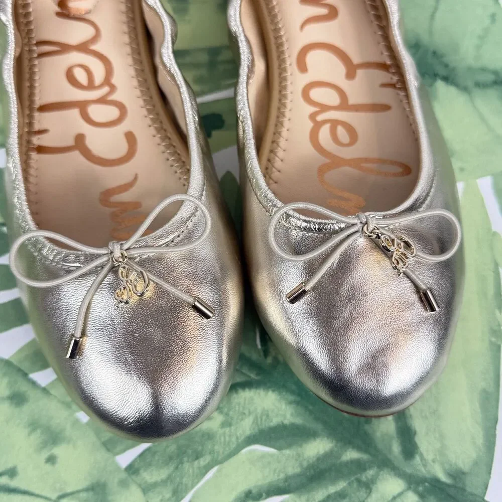 SAM EDELMAN NEW Felicia Jute Metallic Leather Ballet Flat - Picture 4 of 16